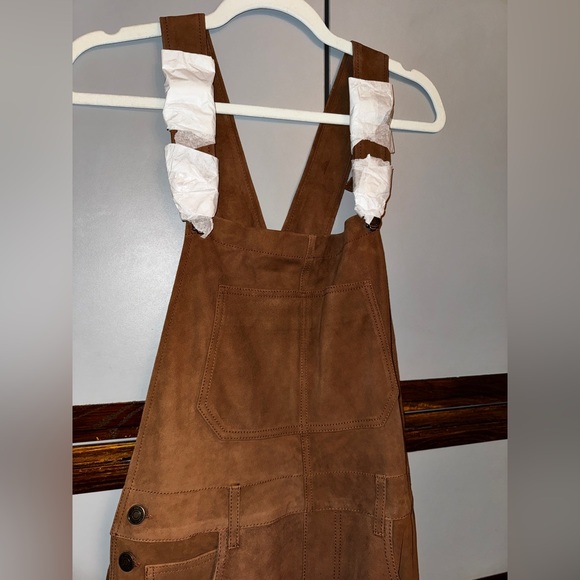 NWT $598 Free People Ziggy Suede Overalls 🤎 Size XS 🌾 Roasted Chestnut Brown - Picture 9 of 11